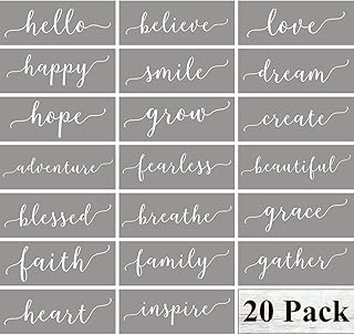 Inspirational Stencils for Painting on Wood - 20 Pack Large Inspirational Words Saying Stencil Templates for Wood Signs, Reusable Family Motivational Letter Stencils for Wall Art & Home Decorations