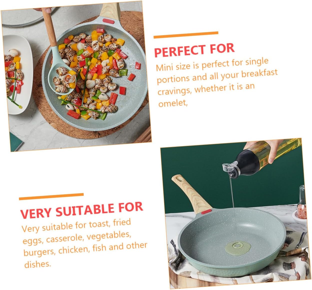 PRETYZOOM Practical Non-stick Cooking Pan Saucepan Lid Versatile Flat Bottom Frying Pan for Induction Cooktops and Breakfast Creations