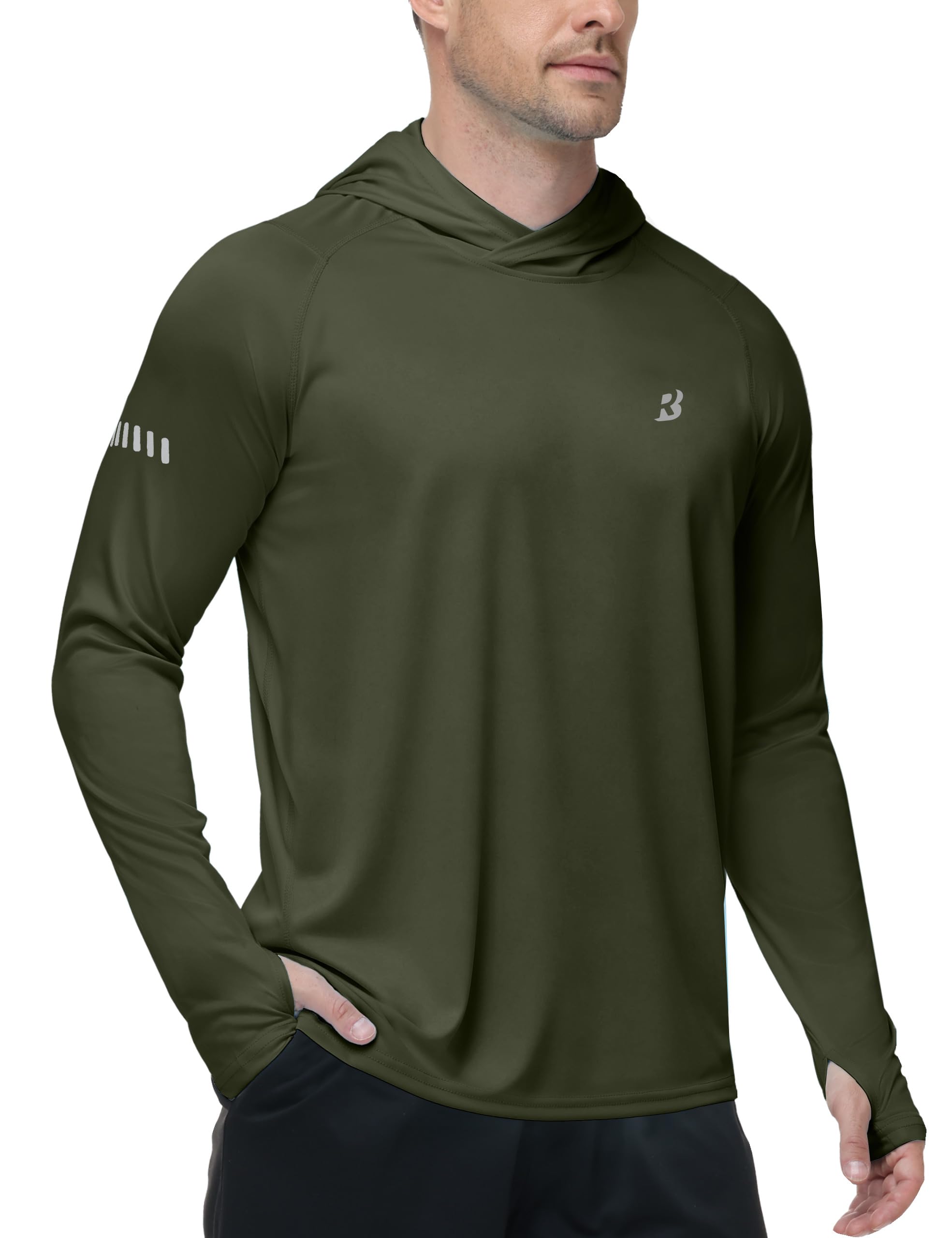 Roadbox Men's UPF 50+ Sun Hoodie, UV Long Sleeve Fishing Shirts Rash Guard