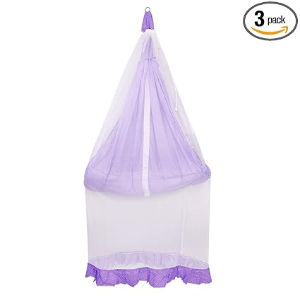132 Baby's Hanging Swing Cradle with Mosquito Net | Bedding Set for Boys and Girl | Easy to Fix & Strong | 0-12 Months | (Purple)