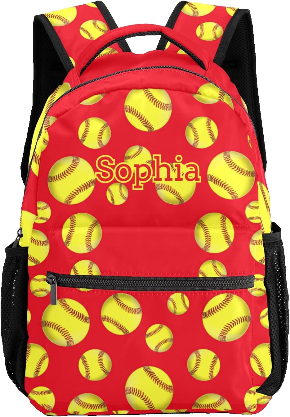 Custom Softball Red Personalized Causual Shoulder Bag Sports Leisure Camping Backpack for Women Men