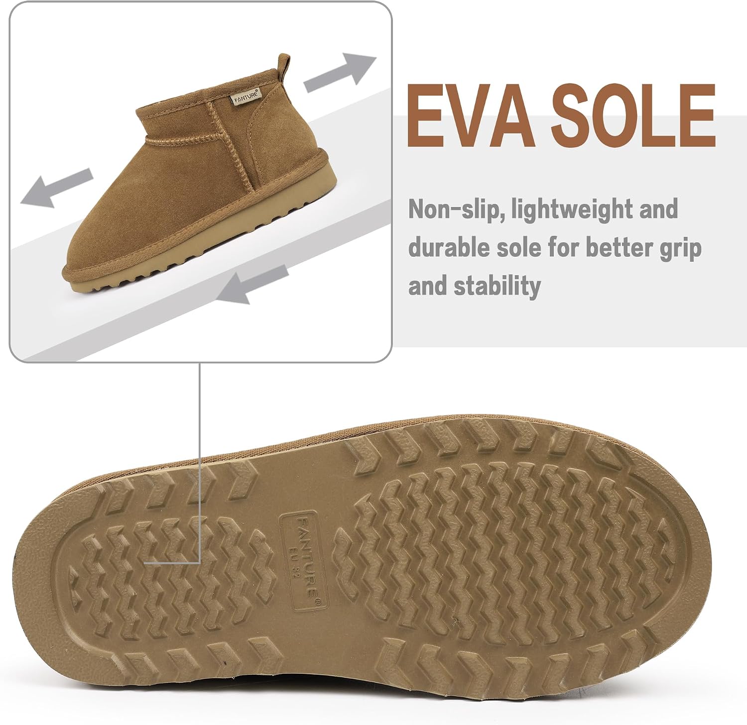 FANTURE Girls Boys Winter Snow Boots for Kids Genuine Cowhide Suede Leather Ankle Boots with Memory Foam Insole Warm Fur Lining and Durable Non-Slip Sole
