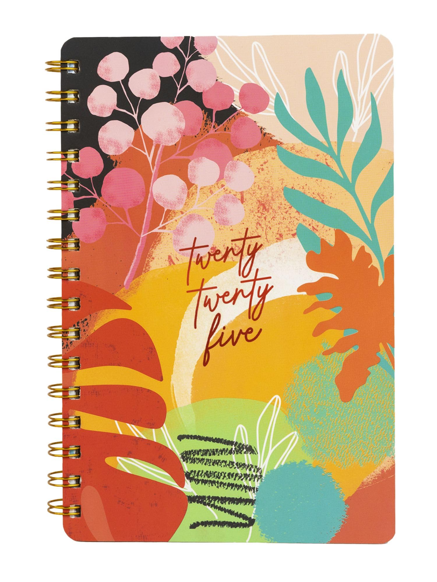 Doodle The Happiness - Agenda rigida A5 con oltre 100 adesivi, pagine annuali, mensili, giornaliere non datate, pagine per le attività, biglietti per appunti strappati e citazioni, 216 pagine a righe