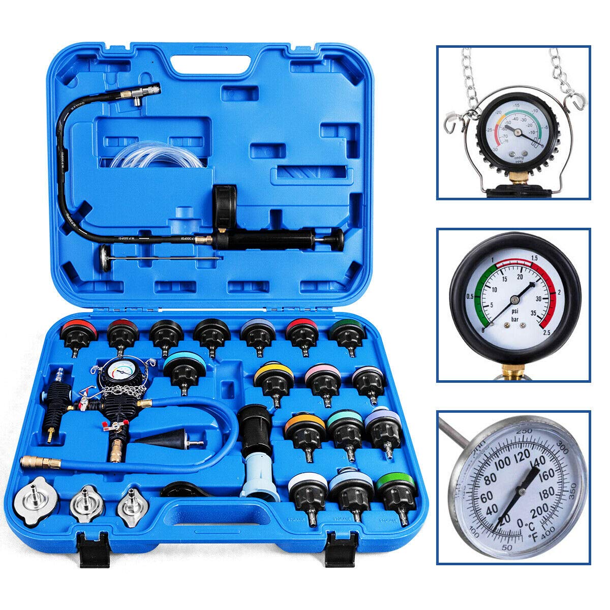 28 PCS Radiator Pressure Tester Vacuum-Type Cooling System Refill Kit - Foto 10