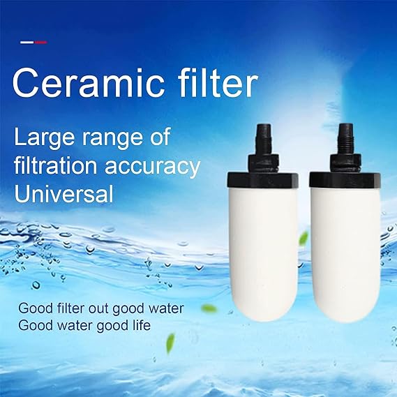 2 Pack 5'' Ceramic Water Filter Candle, 5 inch Water Filter Replacement Filters, with Activated Carbon, for Countertop Gravity Water Filter System