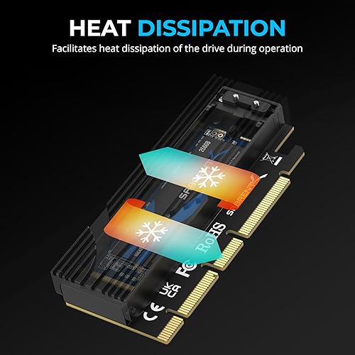 Miniatura 5 de SABRENT M.2 NVMe SSD a PCIe x16 AIC sin herramientas con disipador de calor de aluminio, adaptador PCIe compatible con Gen5, compatible con