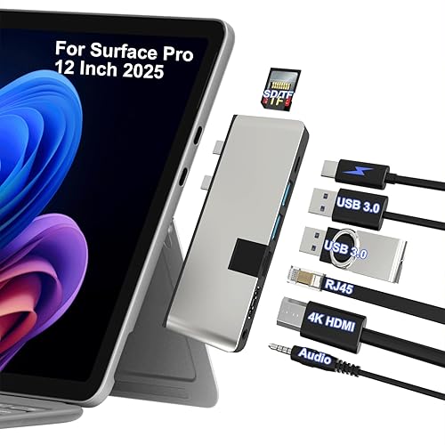 Surface Pro 12 inch Docking Station, Surface Pro 12" USB Hub with 4K HDMI, Thund