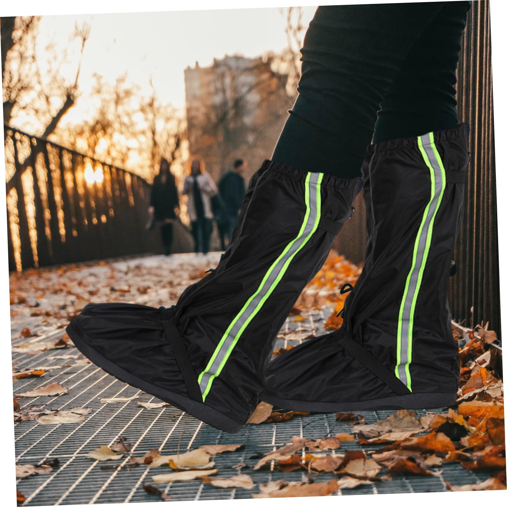 Toyvian Couvre-Chaussures Anti-Pluie Bottes Neige Gaiteurs Preuve Cheville Randonnée Couvre-Jambes Extérieur Guêtres D'extérieur Tissu Oxford Black