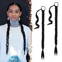 Vista 131 de BARSDAR Extensión de Cola de Caballo Trenzada de 30 Pulgadas de Largo - Extensiones de Cabello de Cola de Caballo Trenzada Rubia Recta Envolvente