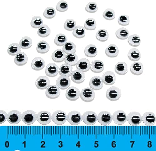 Miniatura 2 de TOAOB - 300 piezas de ojos pequeños de 0.315 pulgadas (0.315 in) con autoadhesivo, color negro, redondo, de plástico, ojos para decoración de