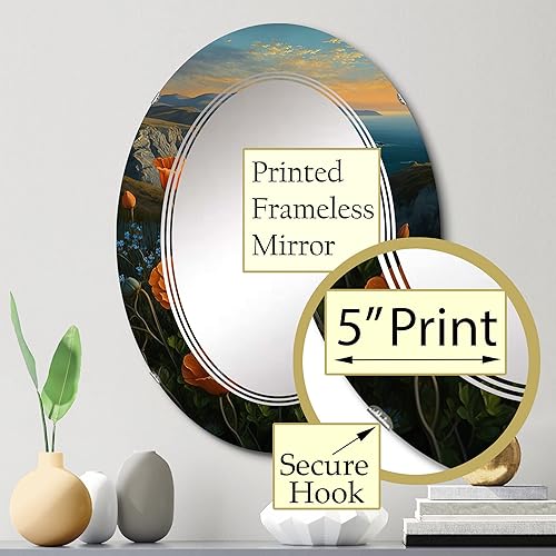 Miniatura 3 de DesignQ The Coast I - Espejo de tocador, espejos de baño, espejos de pared para sala de estar, dormitorio, espejo ovalado, grande, 20 x 30 pies, 24