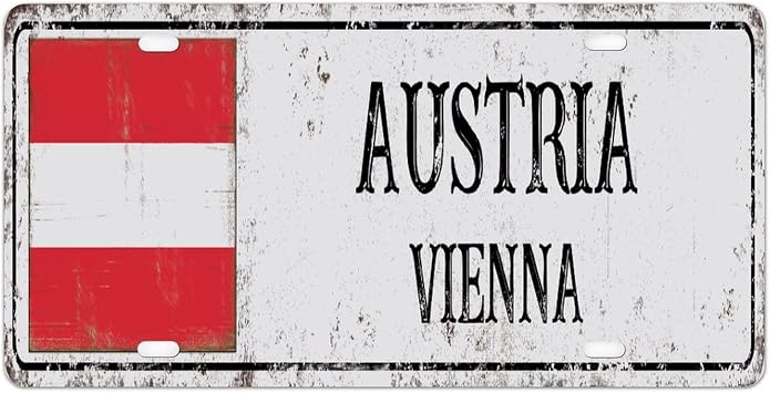 Austria Flag Metal Sign Vienna Aluminum Metal Signs National Flag Country Souvenir Vintage Aluminum 6x12inch Gift to Women Men
