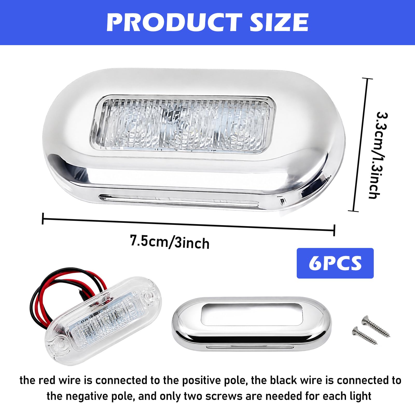 BORDEAG 6 luci a LED impermeabili per barche, luci a LED, per barche, pontone, barca da pesca, kayak, yacht marine, impermeabili, IP67