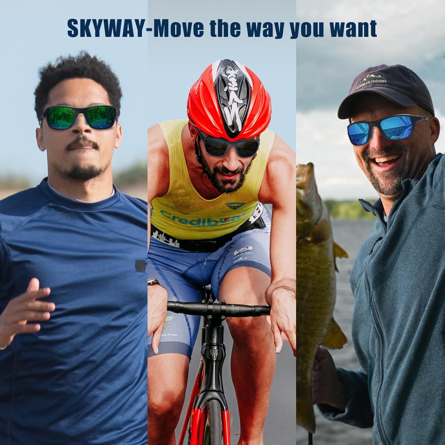 SKYWAY Polarized Sports Sunglasses for Men Women Wrap Around Sports Glasses Baseball Running Cycling UV402 Protection - Image 3