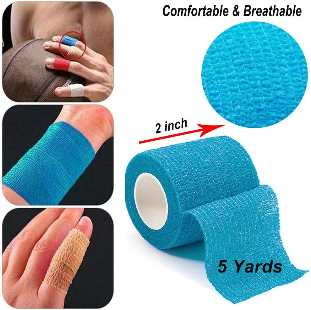 【16-Pack】 2”x 5 Yards Self Adhesive Bandage Wrap - Vet Wrap Self Adherent Wrap for Dogs Cats Horses Animals - Tattoo Grip Cover Wrap - Athletic Elastic Cohesive Bandage for Wrist Healing Ankle Sprain : Pet Supplies