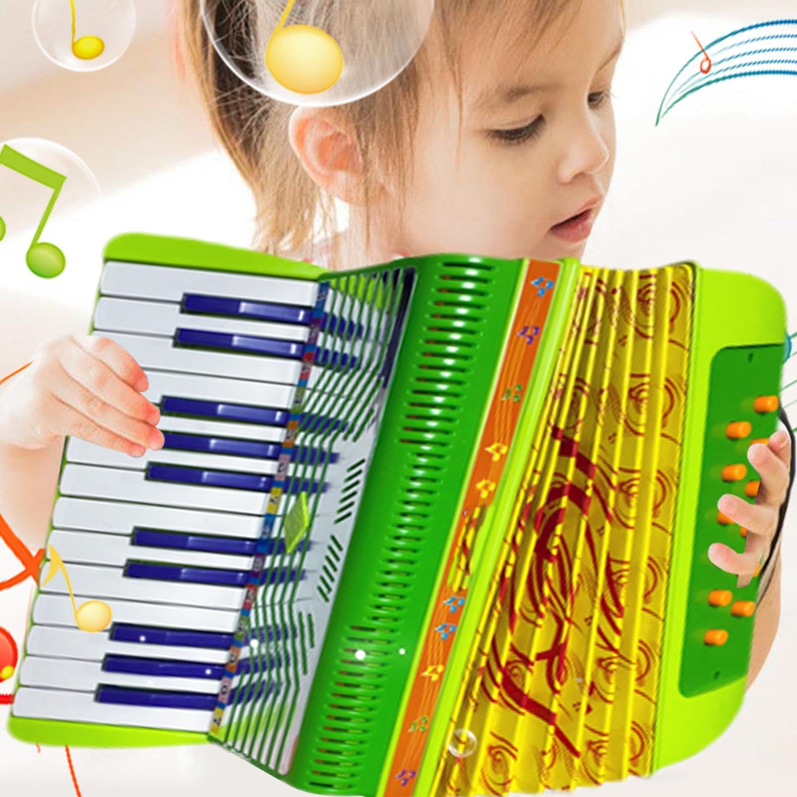 Fisarmonica per bambini - Fisarmonica piccola a 17 tasti, strumento | musicale leggero a 6 bassi, giocattolo educativo per bambini e principianti, simpatica fisarmonica per ragazzi e me