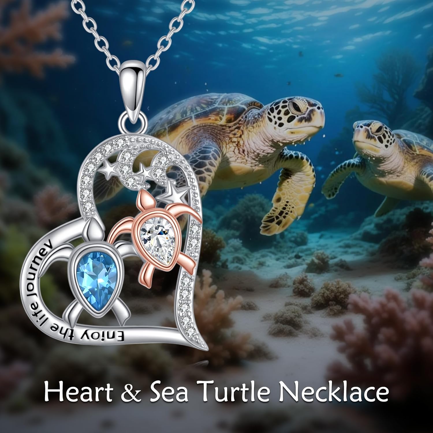 Sea Turtle Necklace 925 Sterling Silver Turtles Pendant Necklaces Ocean Jewelry Gifts for Women Mother - Image 6