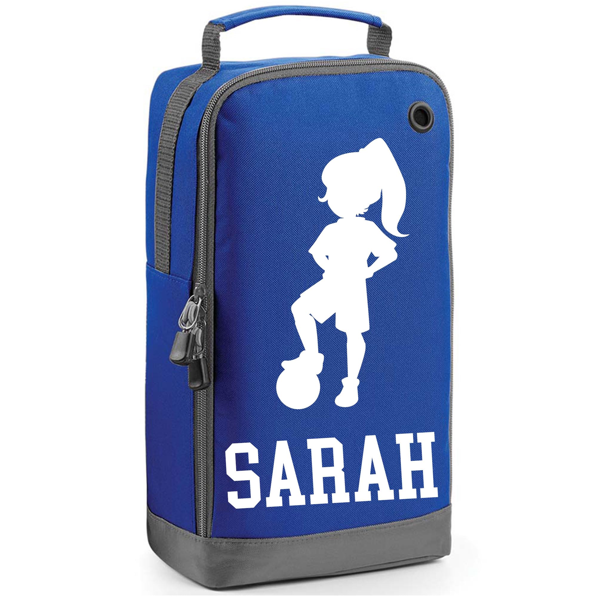 Personalised Football Boot Bag Girls Shoe Bag Football Gift Girls Boot Bag Personalised with Name Footballer (Blue)