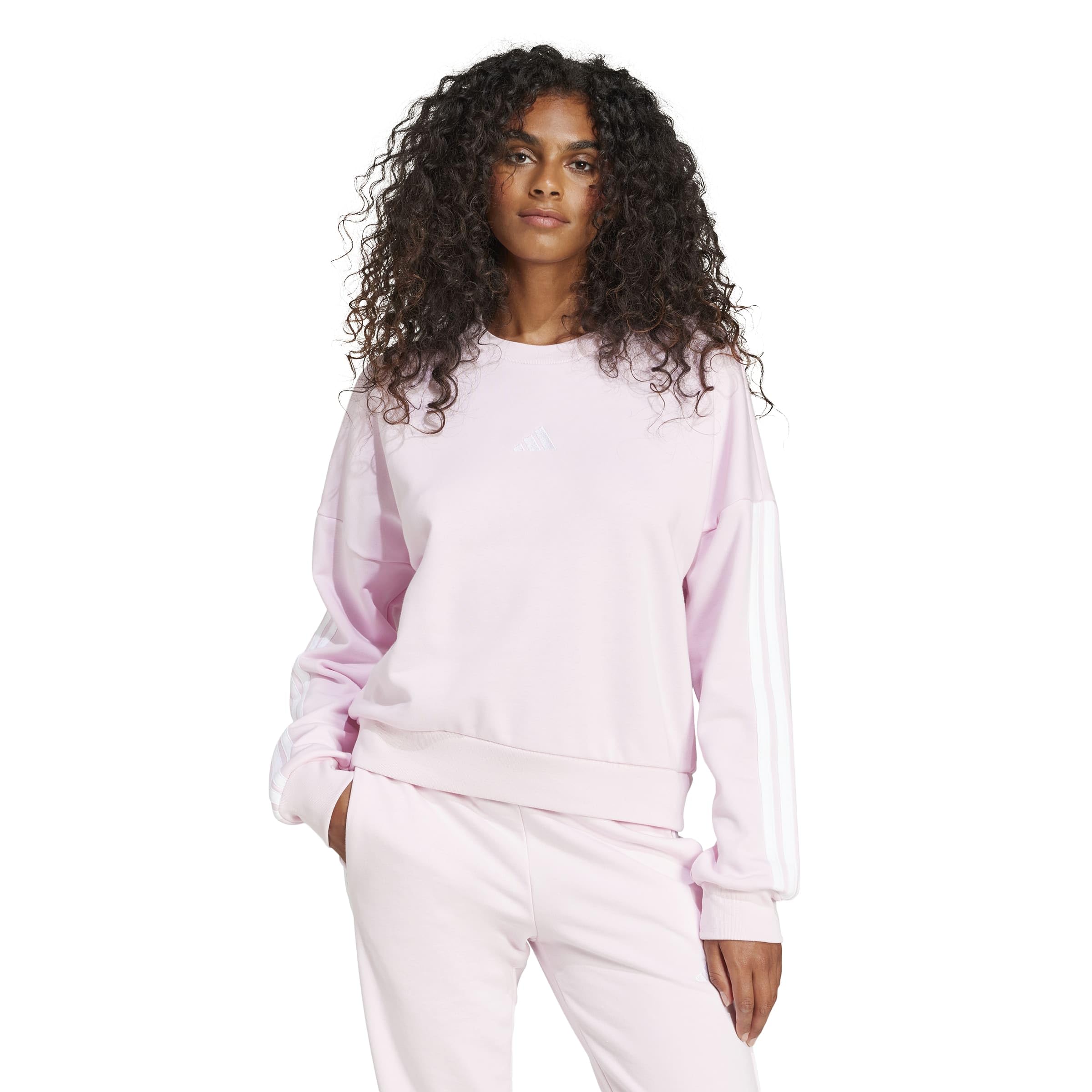 adidas Kobiety ESSENTIALS 3-STRIPES FRENCH TERRY SWEATSHIRT, clear pink/white, S