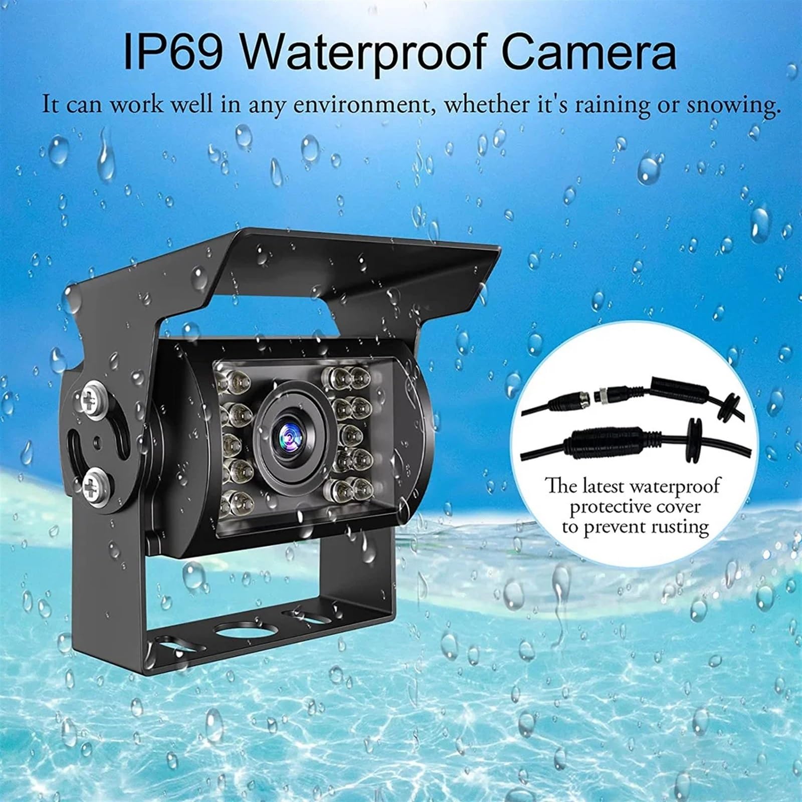 Kamera cofania 1080P HD, wodoodporna kamera cofania IP69, szeroki kąt widzenia, zamiennik kamery cofania, do monitora, ciężarówki, przyczepy, kamery cofania