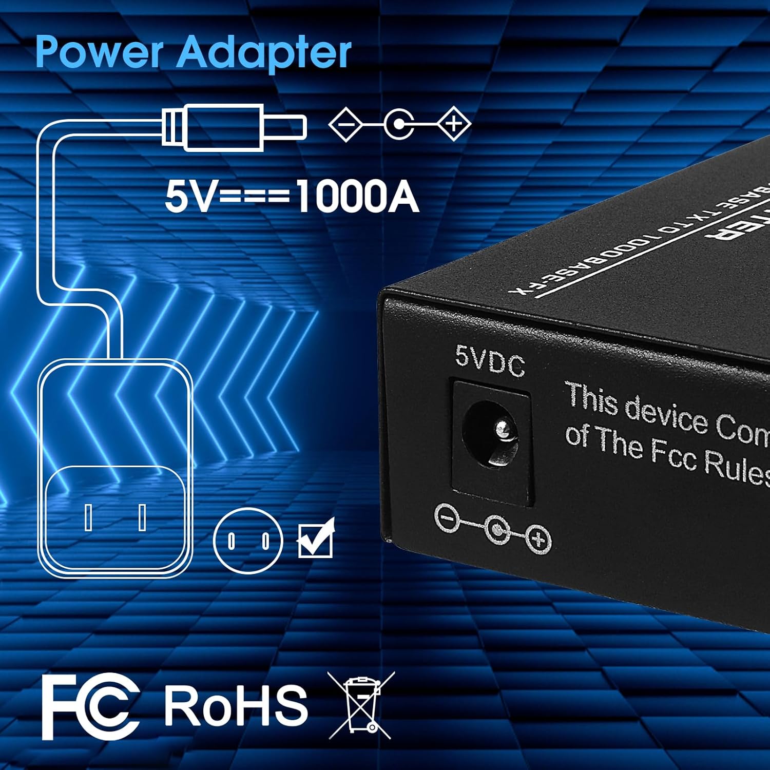 2-Pack Fiber to Ethernet Media Converter with Gigabit Multi-Mode SFP LC Module, 1.25G SFP to 10/100/1000M RJ45, MMF, 850nm, up to 550m (1804 ft)