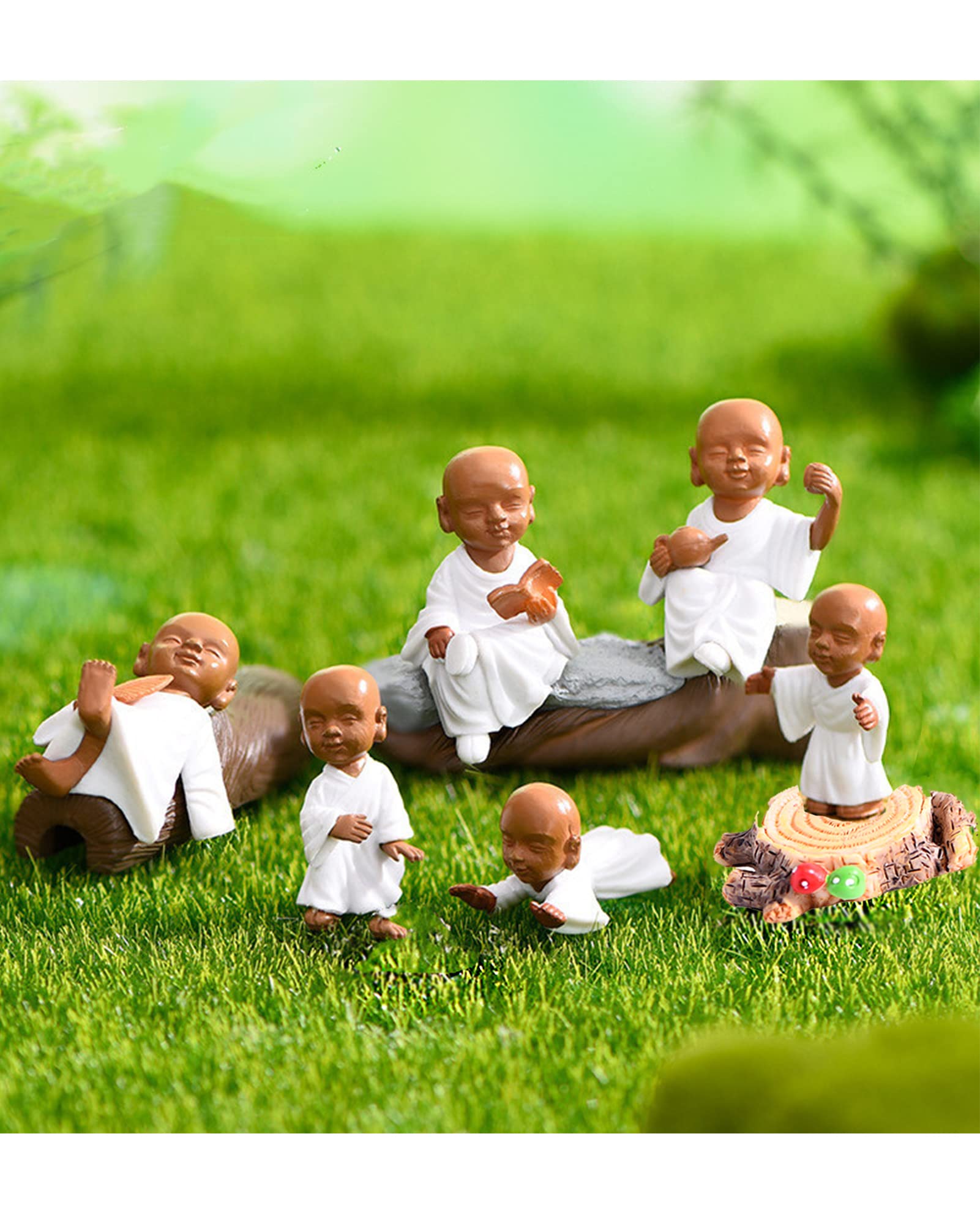 Fariy Garden Accessories, Cute Baby Buddha Statues,Set of 10 Monk Statues Miniature Figurines for Home Decor Dolls Ornaments Tea Pet Office Desktop Fariy Garden Flower Pot Art Crafts Gifts