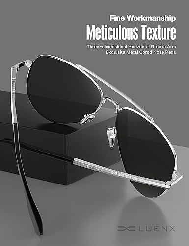 Miniatura 10 de LUENX Aviator - Gafas de sol polarizadas para hombres y mujeres protección UV 400 con funda 60MM