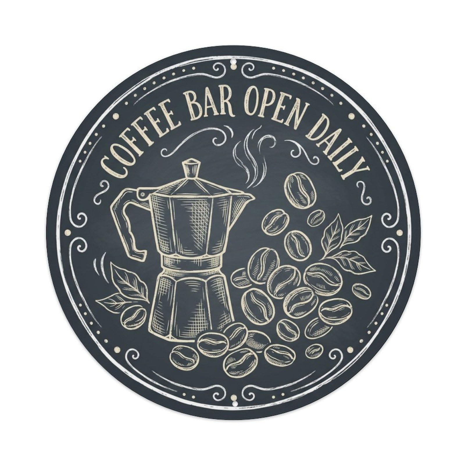 Coffee Bar Open Daily Home Cafe Accessory Metal Tin Sign