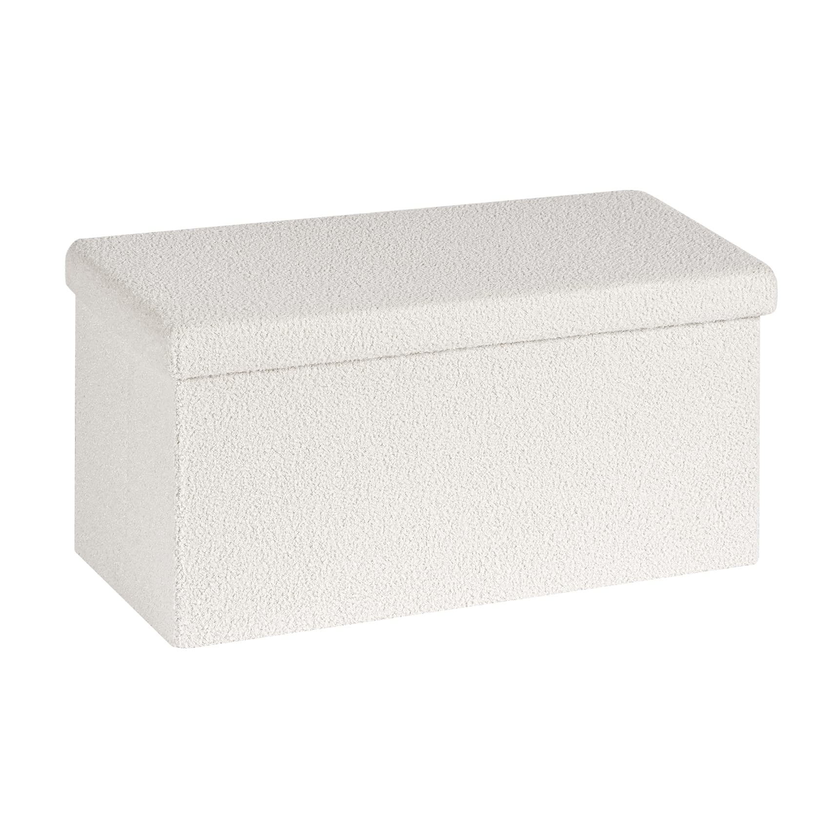 Bonlife Bouclé Sitzhocker mit Stauraum, Kleine klappbare Sitztruhe, Aufbewahrungsbox, Fußbank,Blüten,Wohnzimmer