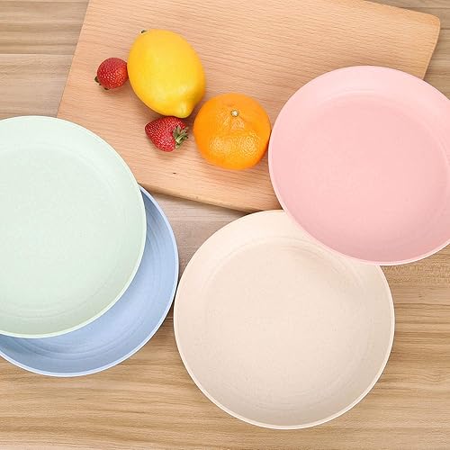 Miniatura 3 de LuckyZone 8.8 Inches Unbreakable Wheat Straw Plates - Reusable Plate Set - Dishwasher & Microwave Safe - Perfect for Dinner Dishes - Healthy, BPA
