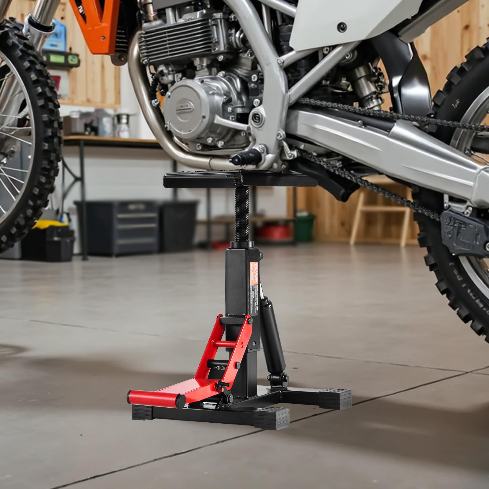 VEVOR Stojak do podnoszenia roweru terenowego, podnośnik motocyklowy, nośność 544 kg i hydrauliczny podnośnik, regulowana wysokość 24,9 cm - 46,5 cm do naprawy rowerów Dirtbike, konserwacji