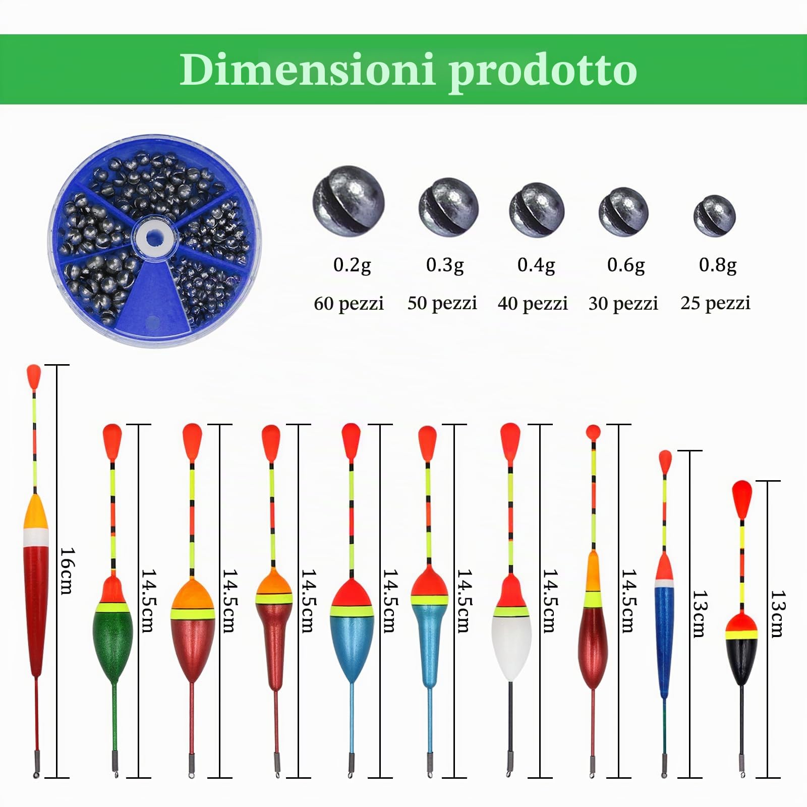 CONNECTION 10 Pezzi Galleggianti da Pesca 205 Pezzi Pesca Piombo Shots 4 Pezzi Stopper Galleggiante Pesca 3 Pezzi Girelle da Pesca Accessori Pesca per Dolce Acqua Salata Fiumi Laghi Stagni Oceanica