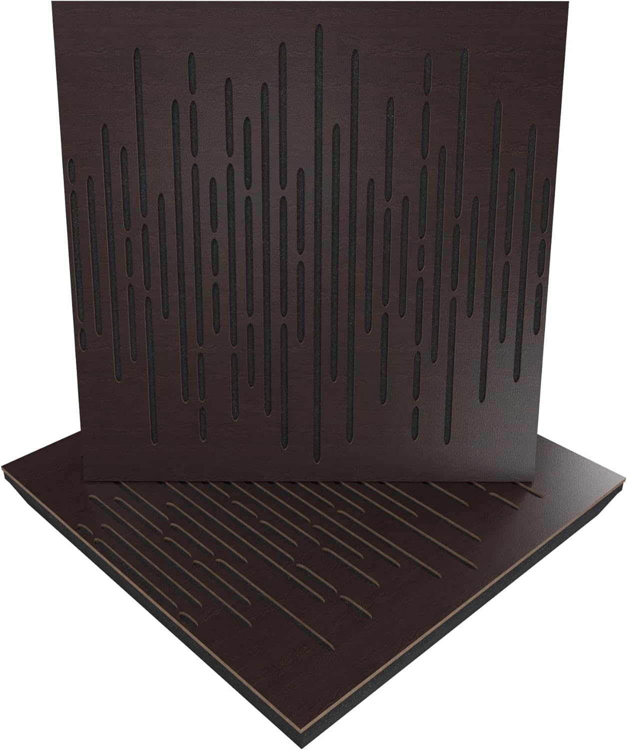 (2 Pack) — Sound Absorption-Diffuse Acoustic Panel «Wave» | 19.7''x19.7''x2.1" | High Density Foam | Absorption - Diffusion - Reflection - Soundproofing - Insulation | Wood laminated: (Wenge)