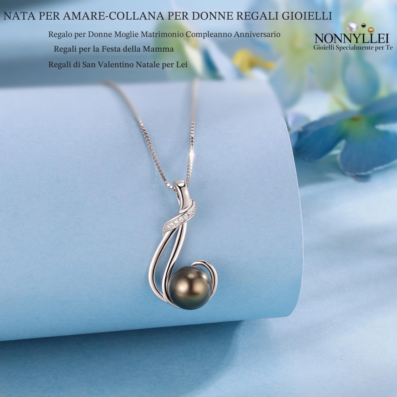 Regali per donne, collana di perle di tahiti nera, anniversario, Natale, festa della mamma, regalo di San Valentino, anniversario, matrimonio, compleanno, moglie, fidanzata