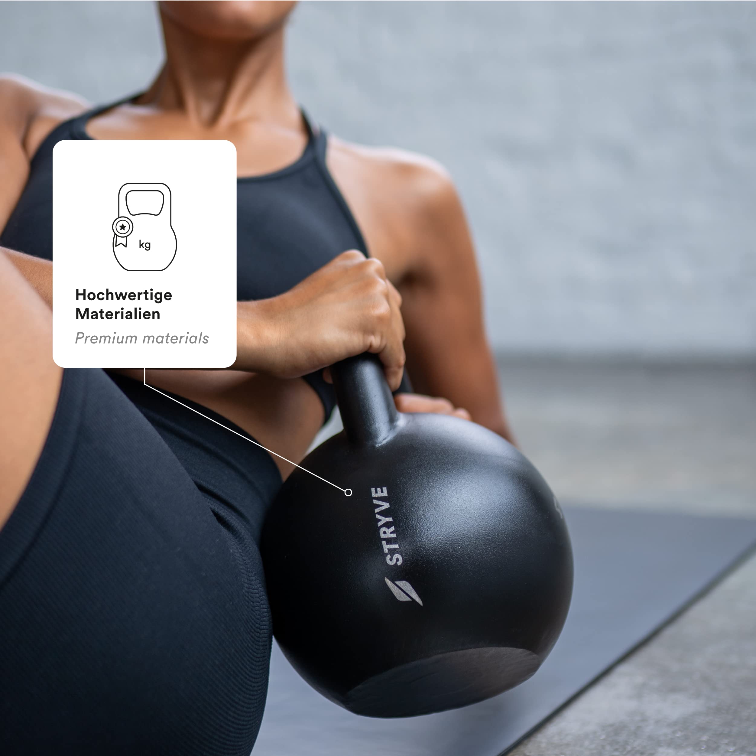 STRYVE Competition Kettlebell 4-16 Kg, hochwertige Kugelhantel aus Gusseisen incl. Trainingsplan