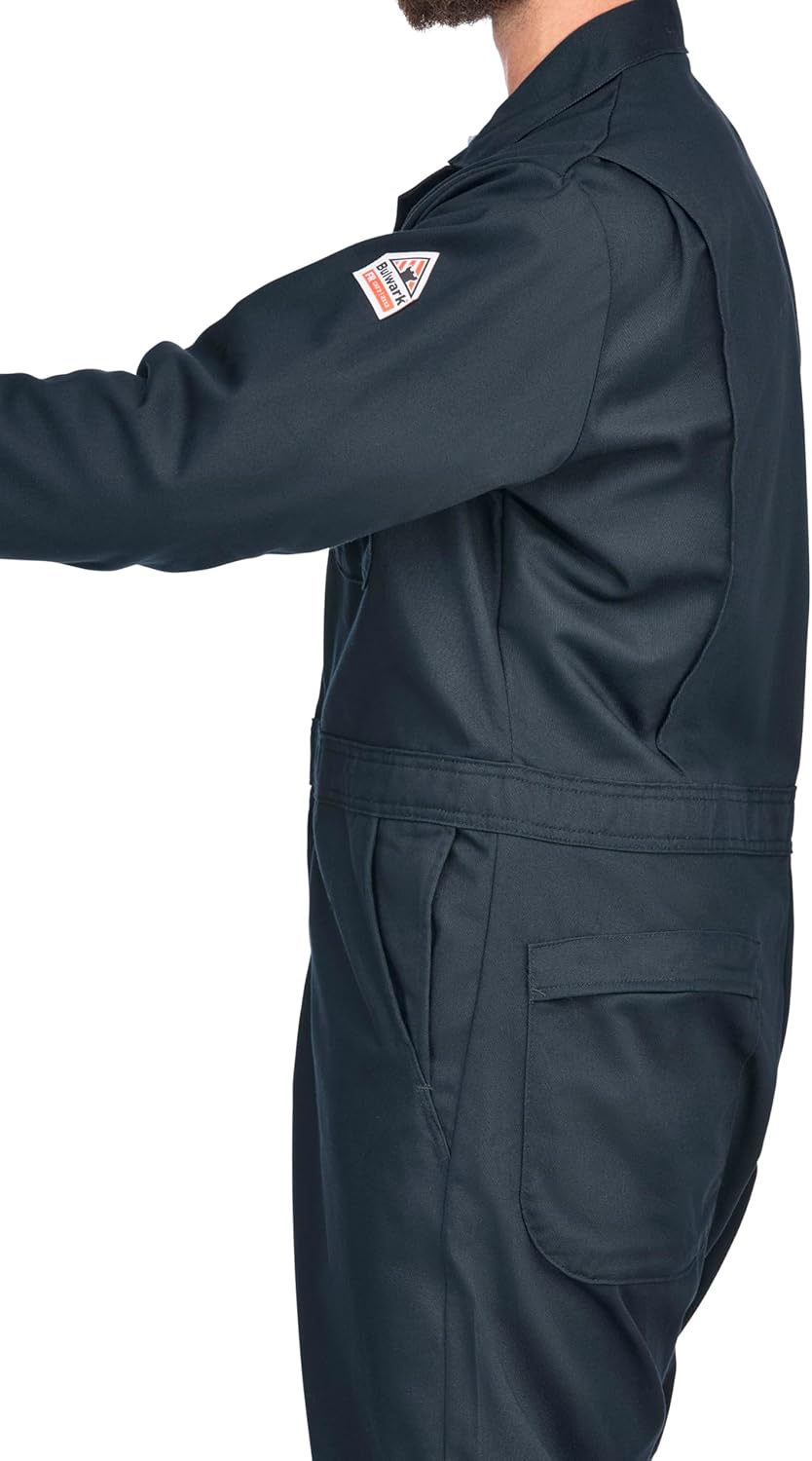 Bulwark Flame Resistant 9 oz Twill Cotton Excel FR Classic Industrial Coverall with Two Set-In Front Pockets, Navy - Image 5