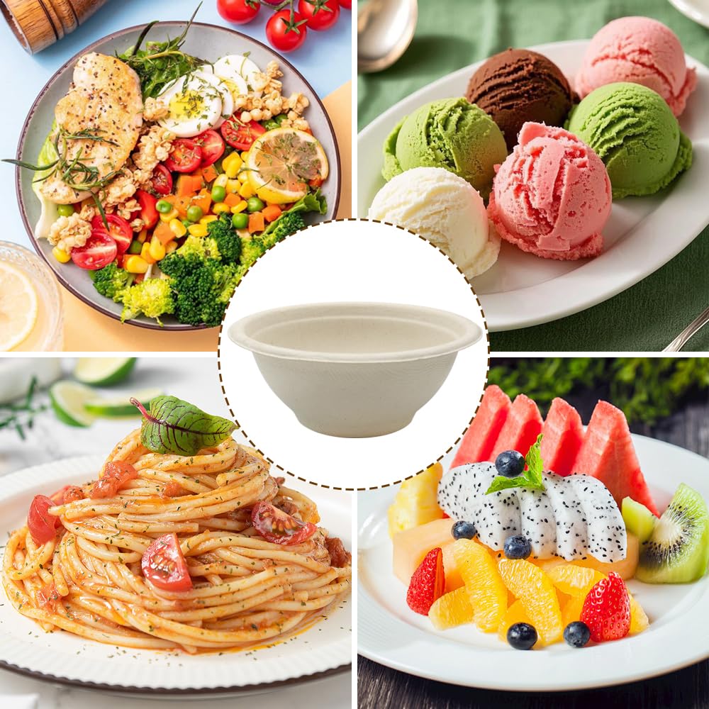 100 Pezzi Ciotole Usa e Getta Ciotole Carta Monouso per Feste Biodegradabili Ciotol Usa Getta Feste per Matrimoni Compleanni Picnic e Barbecue,260ML(Rotonde)