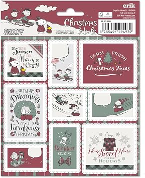 Grupo Erik Snoopy Christmas Labels | Sticky Labels | Food Labels Stickers | Labels Stickers | Self Adhesive Labels | Gift Tag Stickers | School Stickers | School Labels