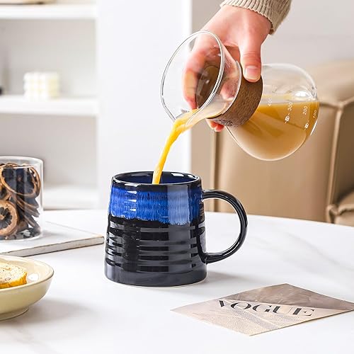 Miniatura 4 de masoline Taza de café grande de cerámica, tazas de cerámica hechas a mano, tazas de té con mango grande para oficina y hogar, 15.5 onzas, aptas para