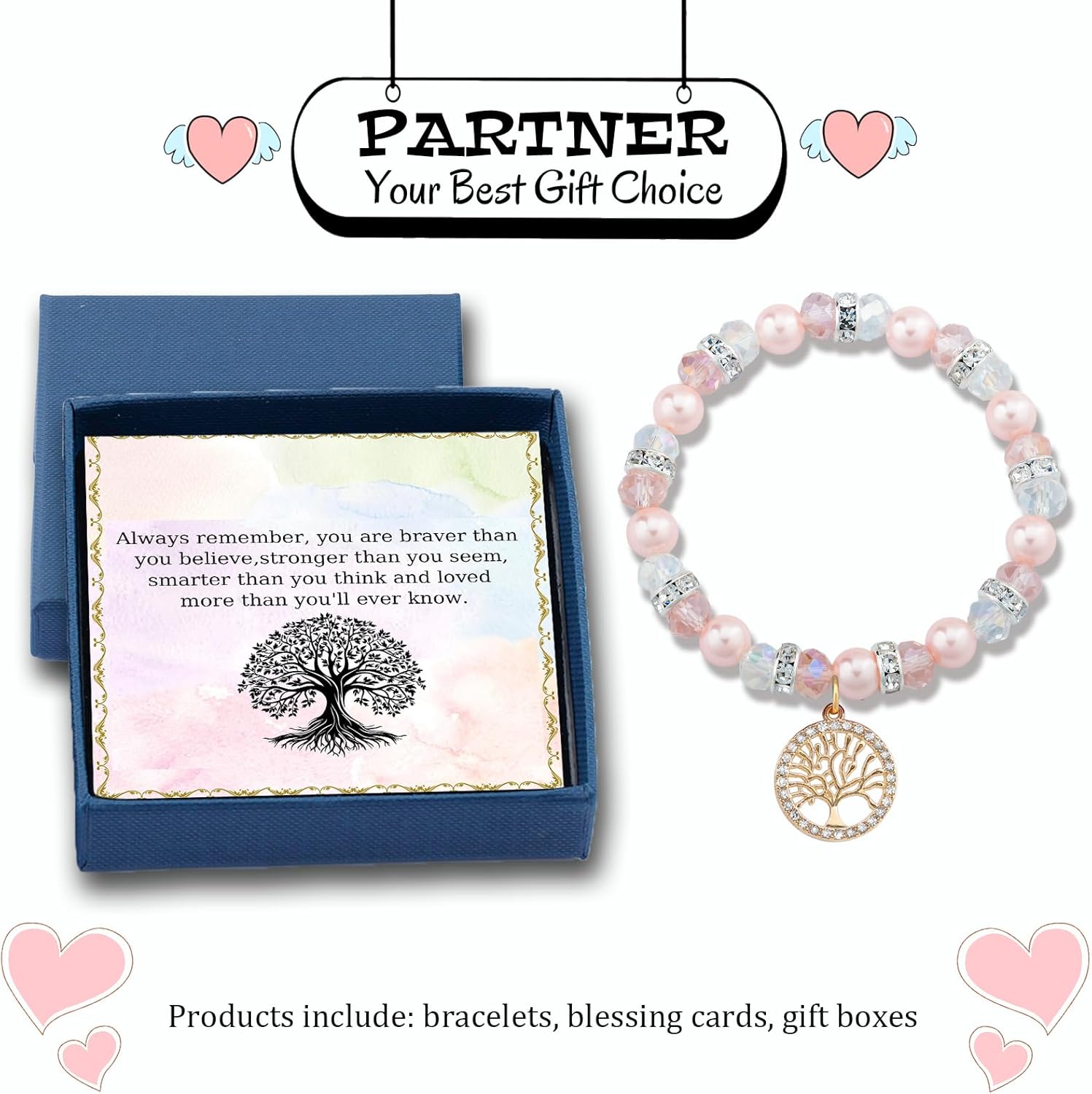 PARTNER Tree of Life Bracelet Mother in Law Gift Christmas Bracelet Jewelry for Mom Tree of Life Gifts for Wife Romantic Natural Stone Beaded Handmade Jewelry for Women Mothers Day Giftsfor Grandma - Image 5