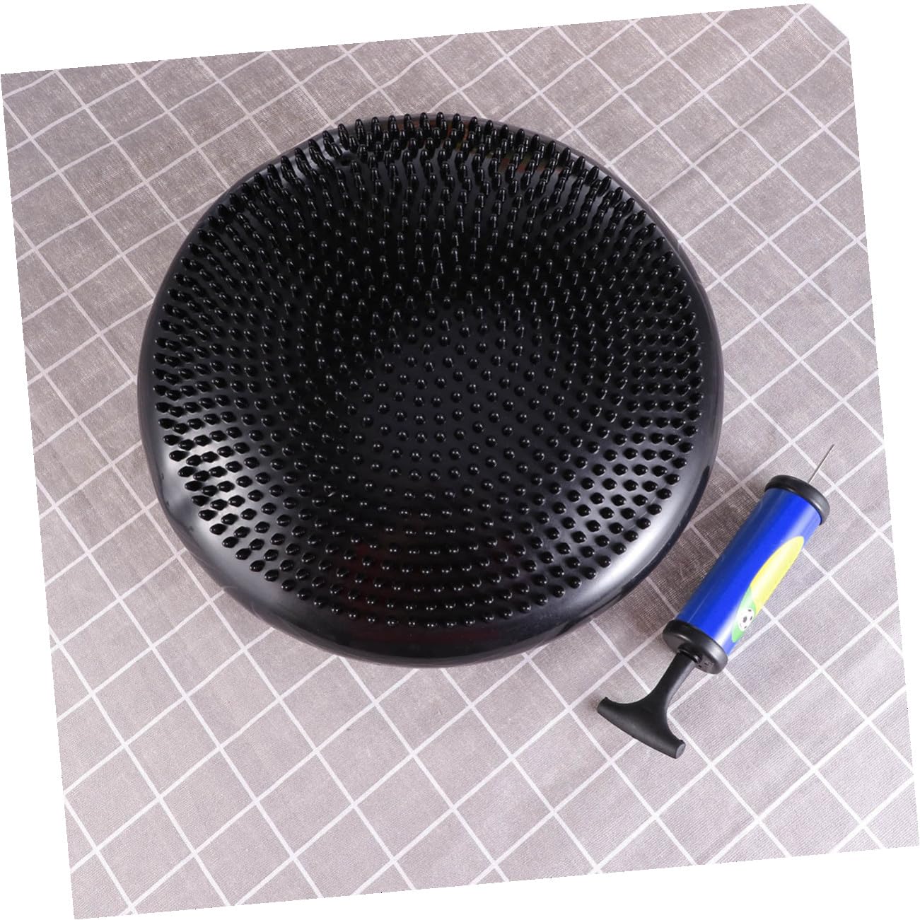 Cuscino Balance Gonfiabile in PVC Nero per Ragazzo Ragazza Seduta | Cuscino Propriocettivo, con Pompa Manuale, Superficie Instabile per Allenare Core e Migliorare l'Equilibrio