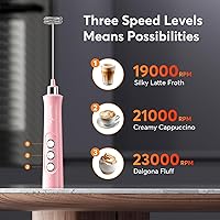 Vista 5 de MF02 - Espumador de leche recargable de mano con batidor de acero inoxidable para capuchino, café con leche, café a prueba de balas, dieta Keto