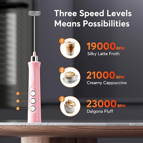 Miniatura 5 de MF02 - Espumador de leche recargable de mano con batidor de acero inoxidable para capuchino, café con leche, café a prueba de balas, dieta Keto,