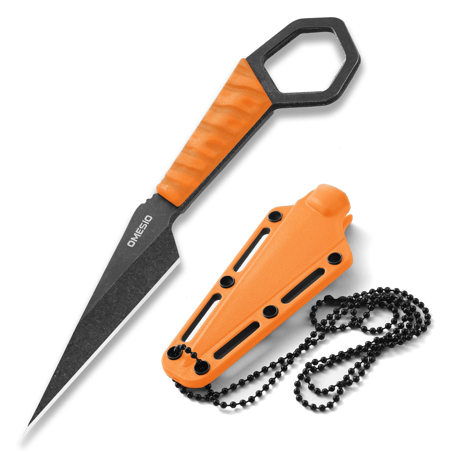Omesio Small Fixed Blade Neck Knife, 6.38" Full Tang EDC Tactical Knife