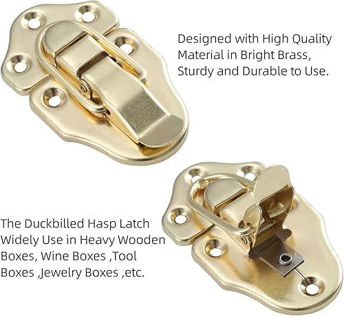 Miniatura 2 de HOME MASTER HARDWARE Paquete de 2 cierres de pico de pato con tornillos para caja de joyería, caja ordinaria, caja de madera, decoración de muebles,