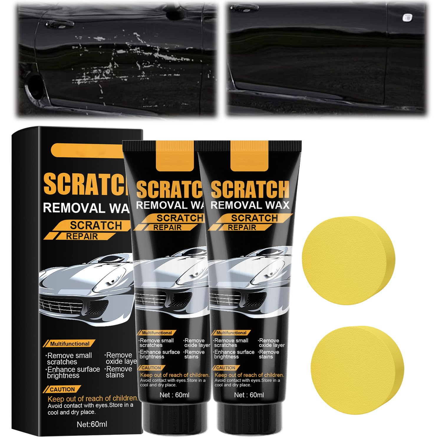 Photo 1 of 2 Set 2026 New Car Scratch Removal Wax, Scratch Remover for Vehicles, Car Scratch Repair Paste with Sponge, Car Polishing Wax Scratchs Remover Cars Paint Scratchs Repair Kit for Deep Scratches