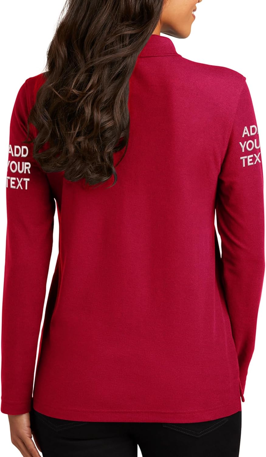 Custom Embroidered Long Sleeve Polo Shirt for Women Personalized Embroidery Text - Image 3