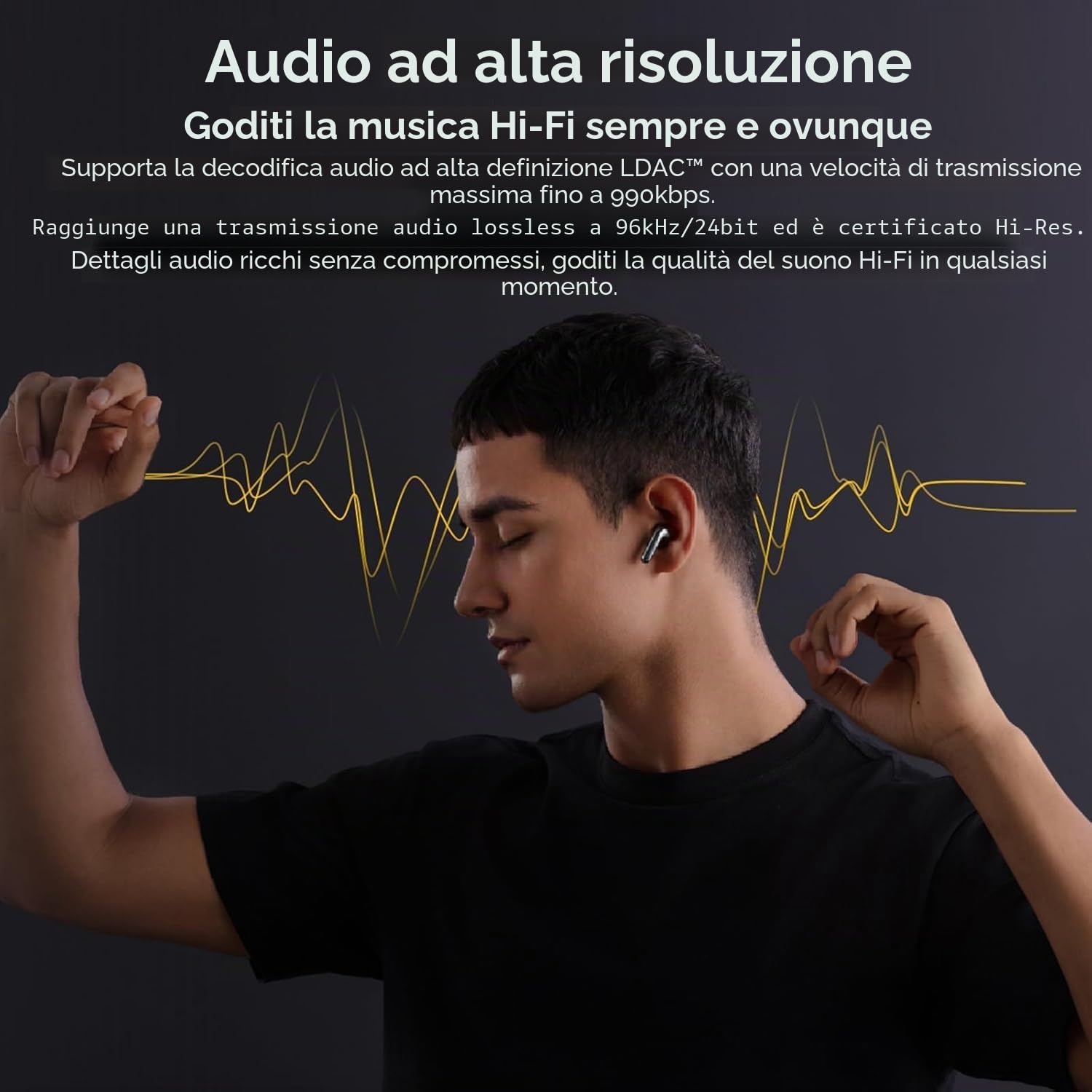 HONOR Cuffie S7 bianche cancellazione del rumore, 3MIC+AI, fino a 36 ore, Dynamic EQ, Trova Earbuds, IP54