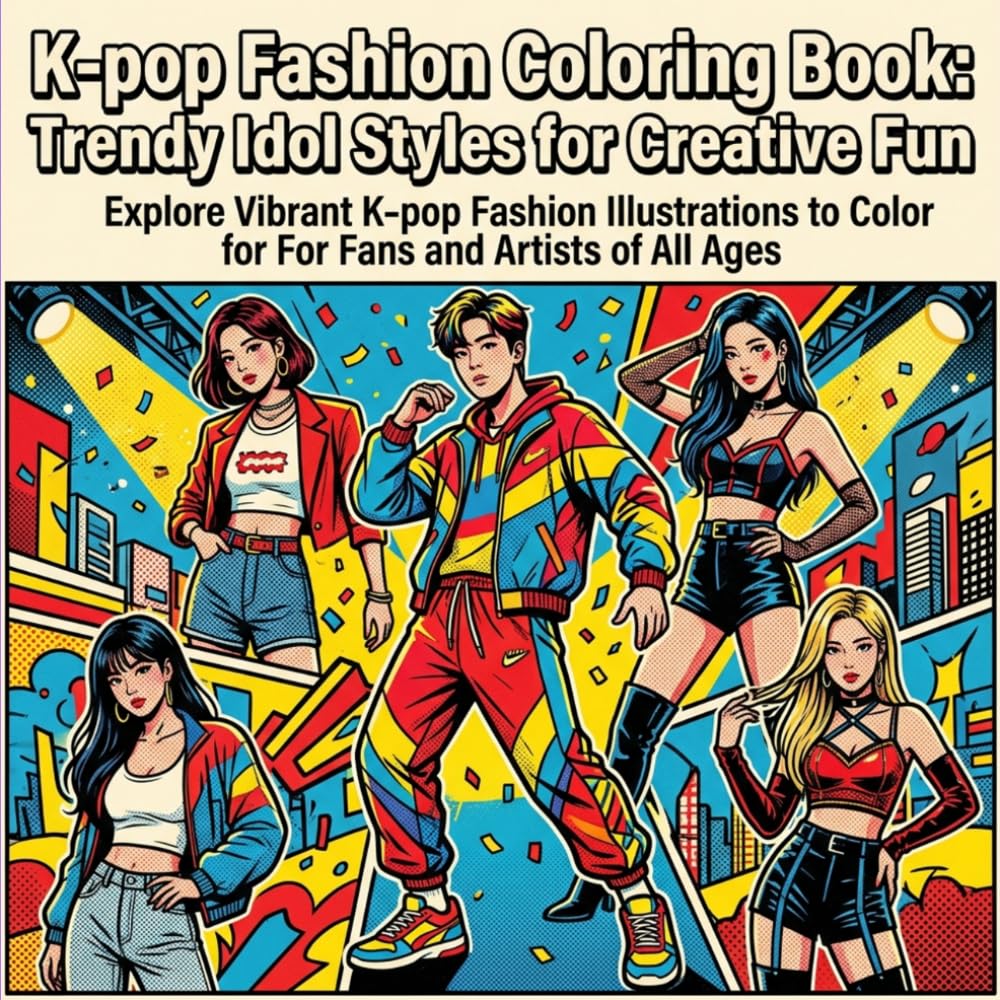K-pop Fashion Coloring Book: Trendy Idol Styles for Creative Fun: Explore Vibrant K-pop Fashion Illustrations to Color for Fans and Artists of All Ages