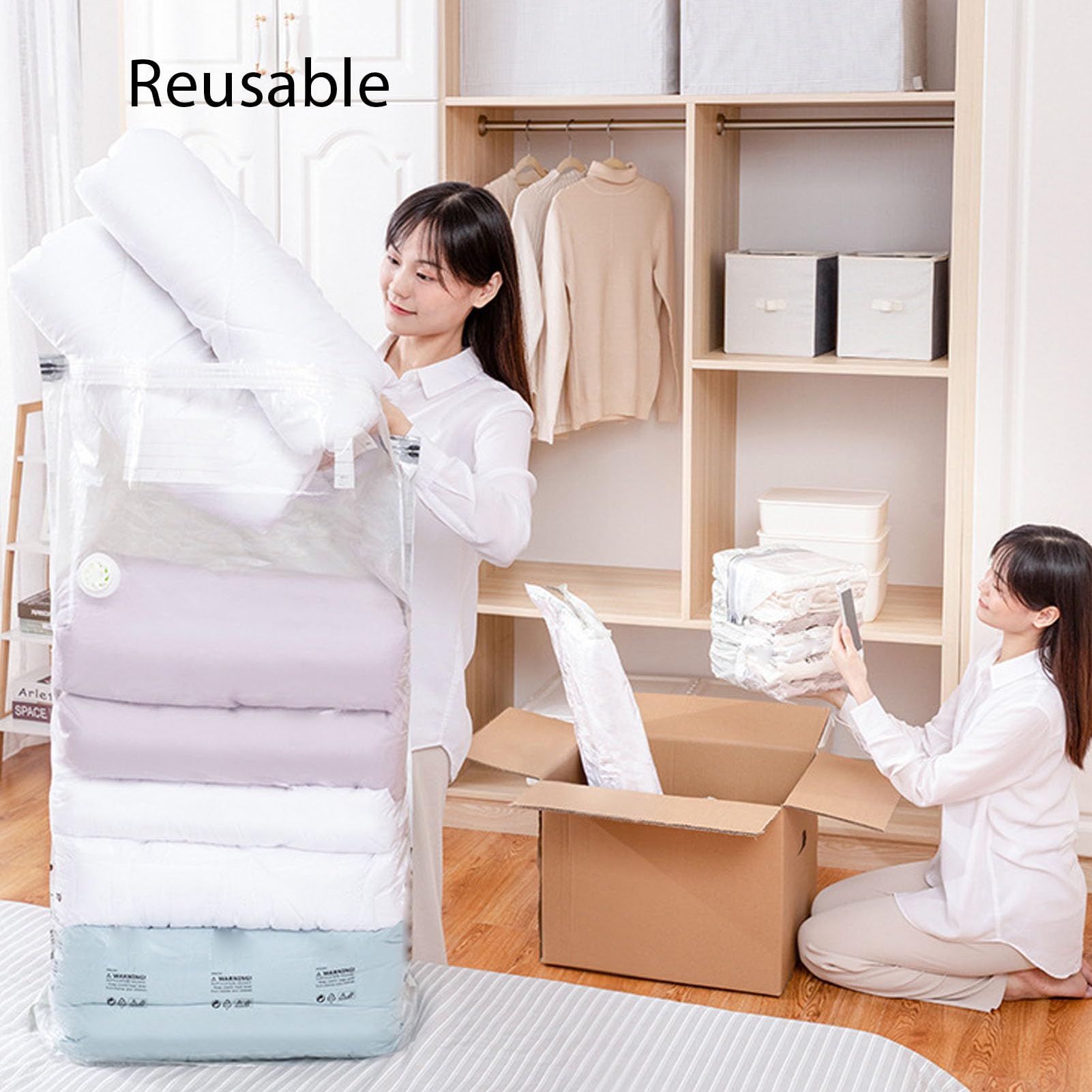 Sacchetti Sottovuoto, Set da 11 Pezzi con Doppia Chiusura, con Pompa Elettrica per Vestiti, Cuscini, Trapunte, Viaggi, Antipolvere, Sacchetti a Compressione per Uso Universale